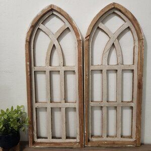 Arch Wood Frame Distress White Shabby Chic Livor Set of 2, 29 H